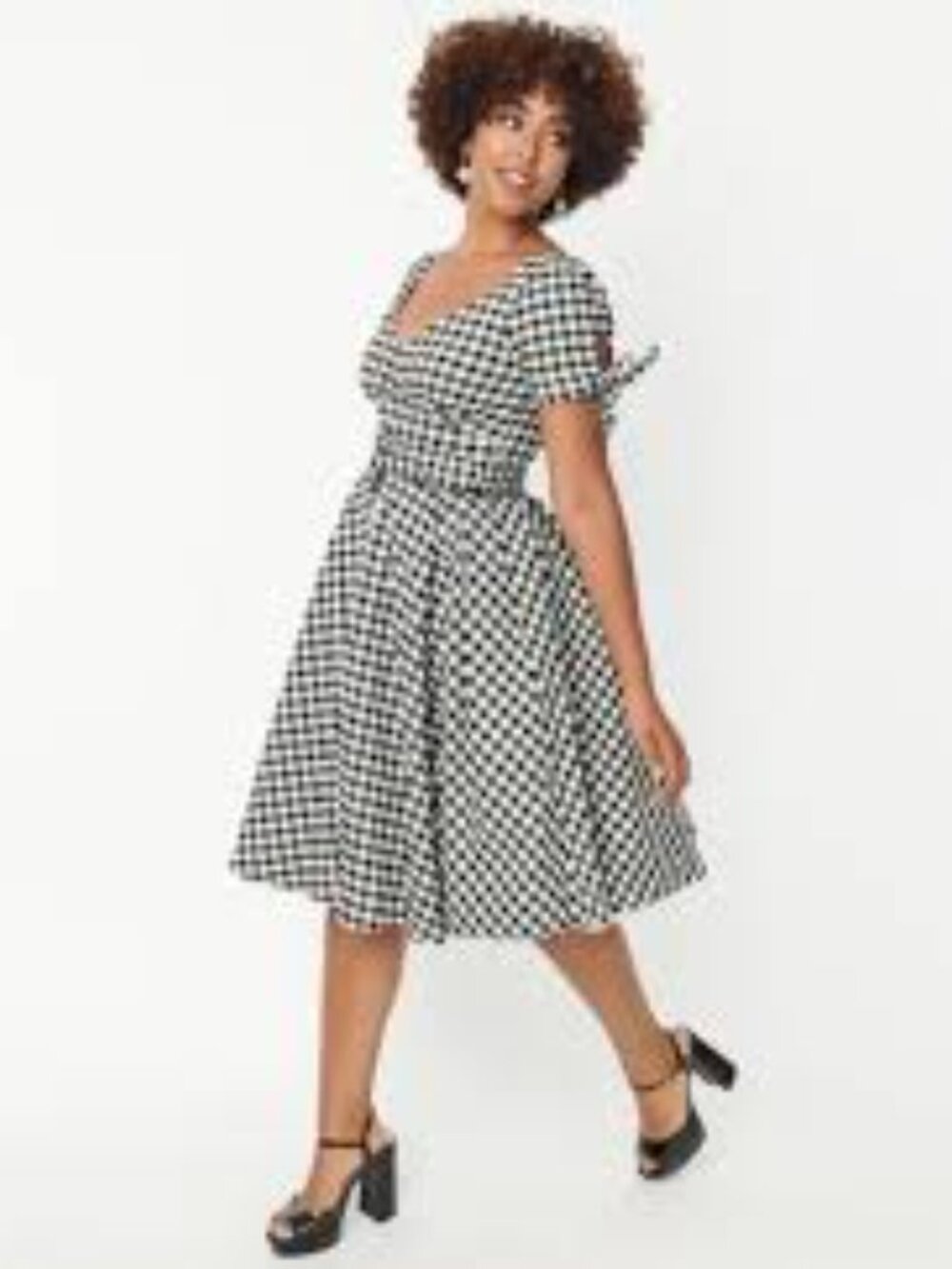 Black-and-white gingham dress, L, NWOT